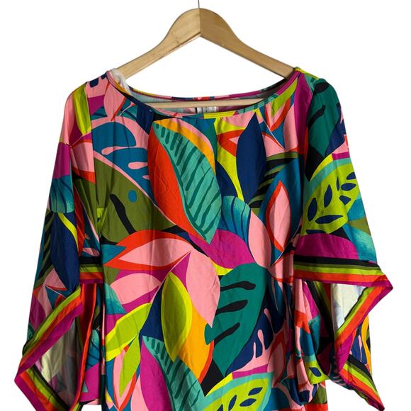 Trina Turk Rainforest Tropical Palm Print Swim Tunic Dress Beach Coverup Size M - Picture 3 of 10